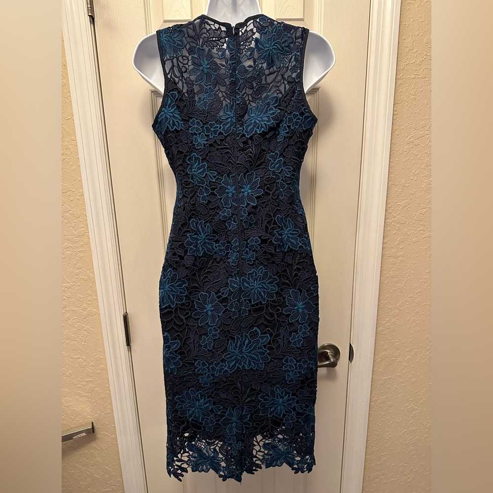 Navy and Teal crochet White House black market midi dress - Picture 3 of 3